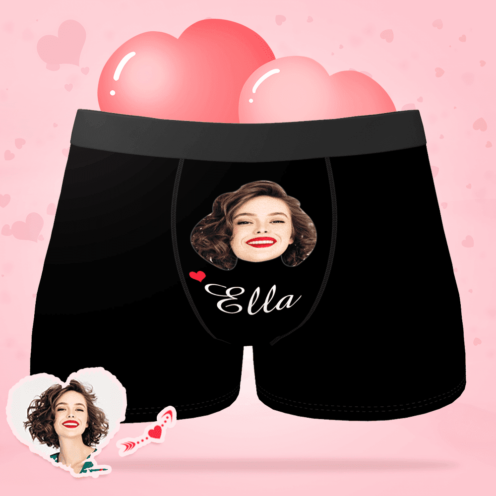 Custom Men's Face And Name Colorful Boxer Shorts