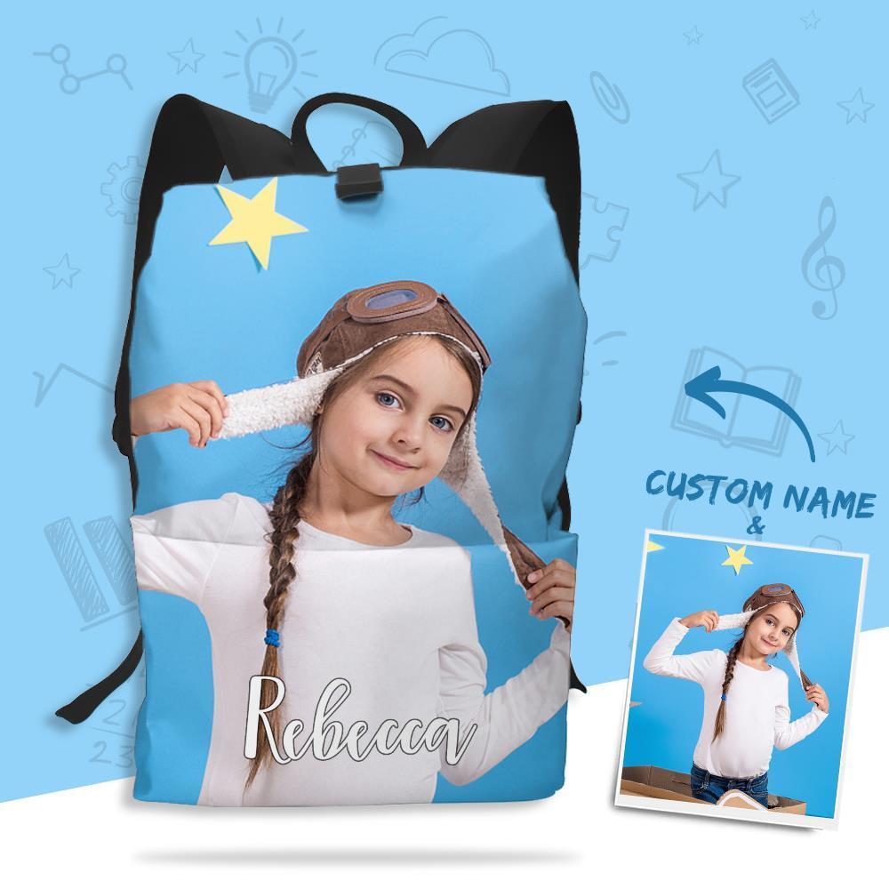 Custom Photo Backpack with Text Full-frame Printed Schoolbag