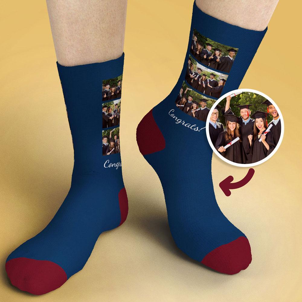 Graduation Gifts Custom Photo Sock - 3 Pictures