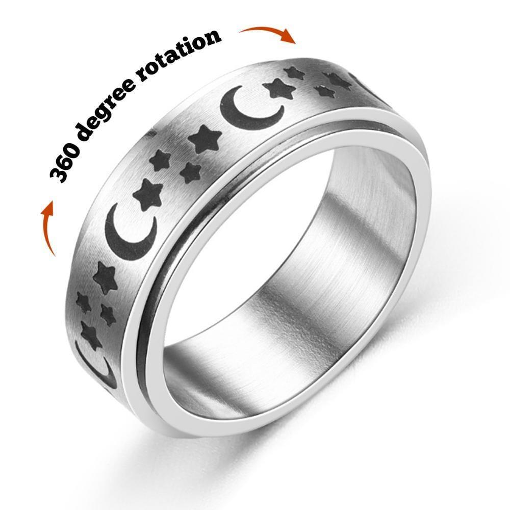 Spinner Rings For Anxiety Star Moon Pattern Rotating Anxiety Ring Unisex Stress Relief Gifts