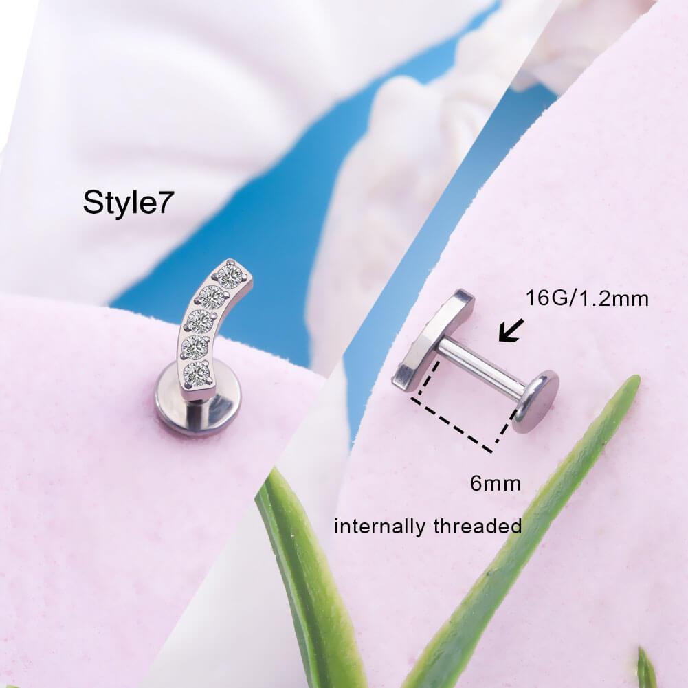 Sparkling CZ-Set Titanium Cartilage Stud - Style7