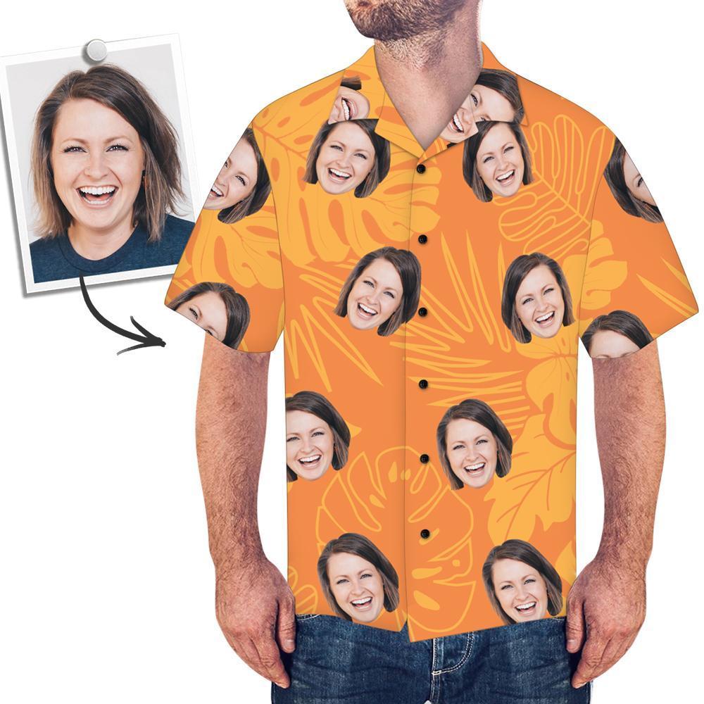Custom Printed Hawaiian Shirt - Orange Leaves