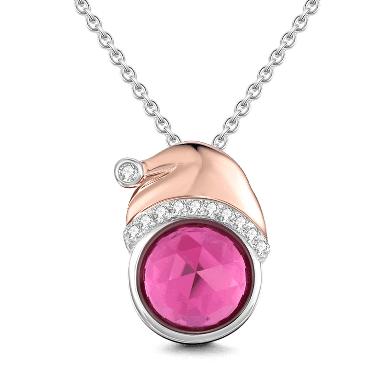 Christmas Hat Necklace Rose Gold Plated Silver Gifts For Her