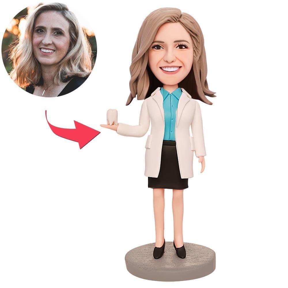 Custom Bobblehead Female Dentist With Engraved Text Unique Gifts