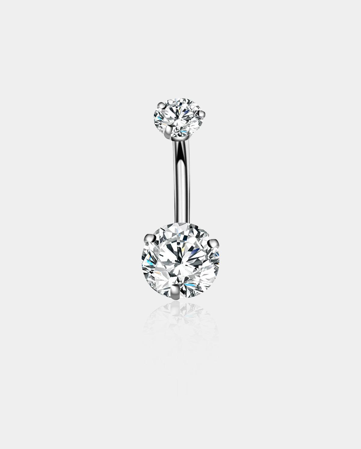 Double Round CZ Titanium Belly Ring - 12mm