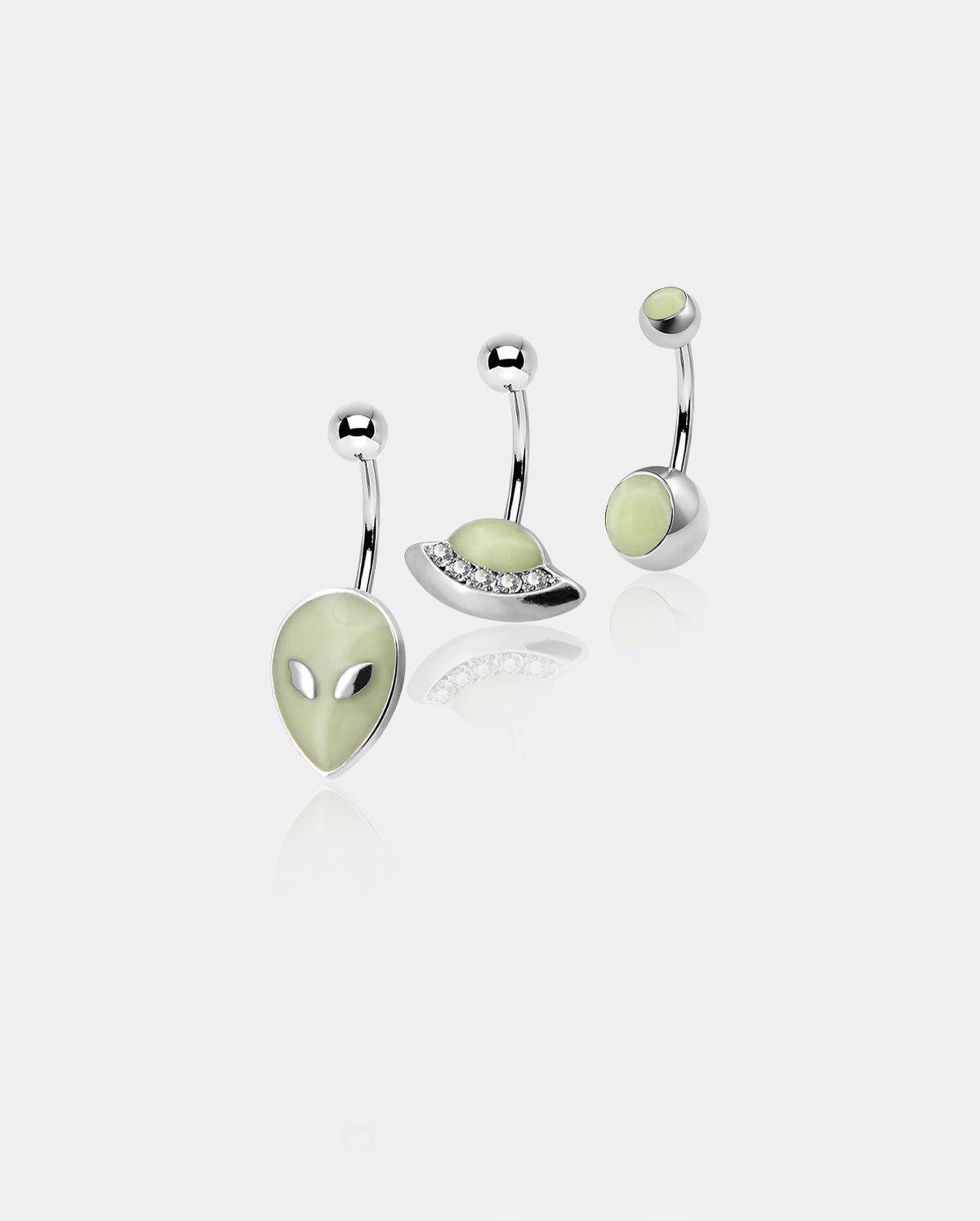 3PCS Alien Glow-in-the-Dark Belly Rings