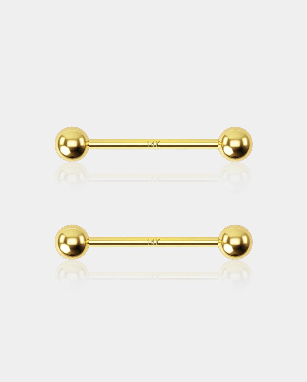 14K Gold Ball Nipple Ring - 14mm