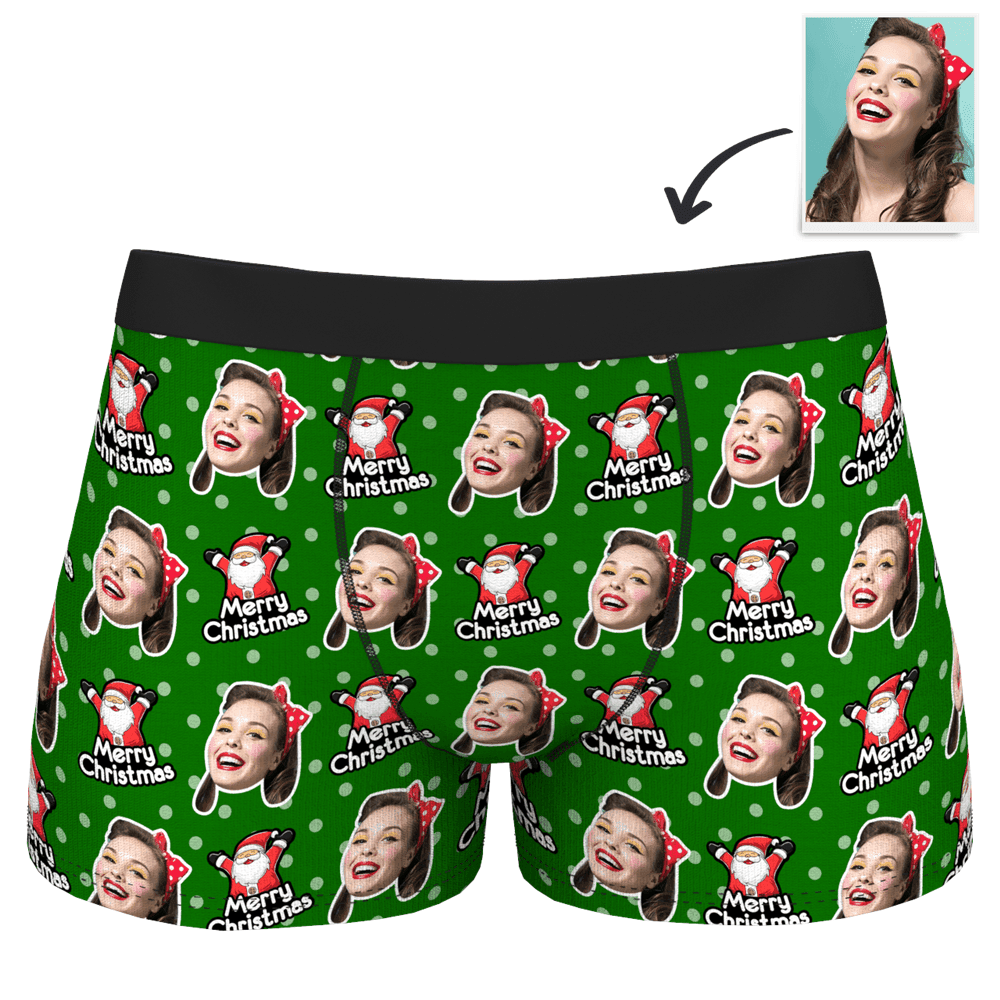 Boxer Brief with Face Christmas Hat - Santa Claus