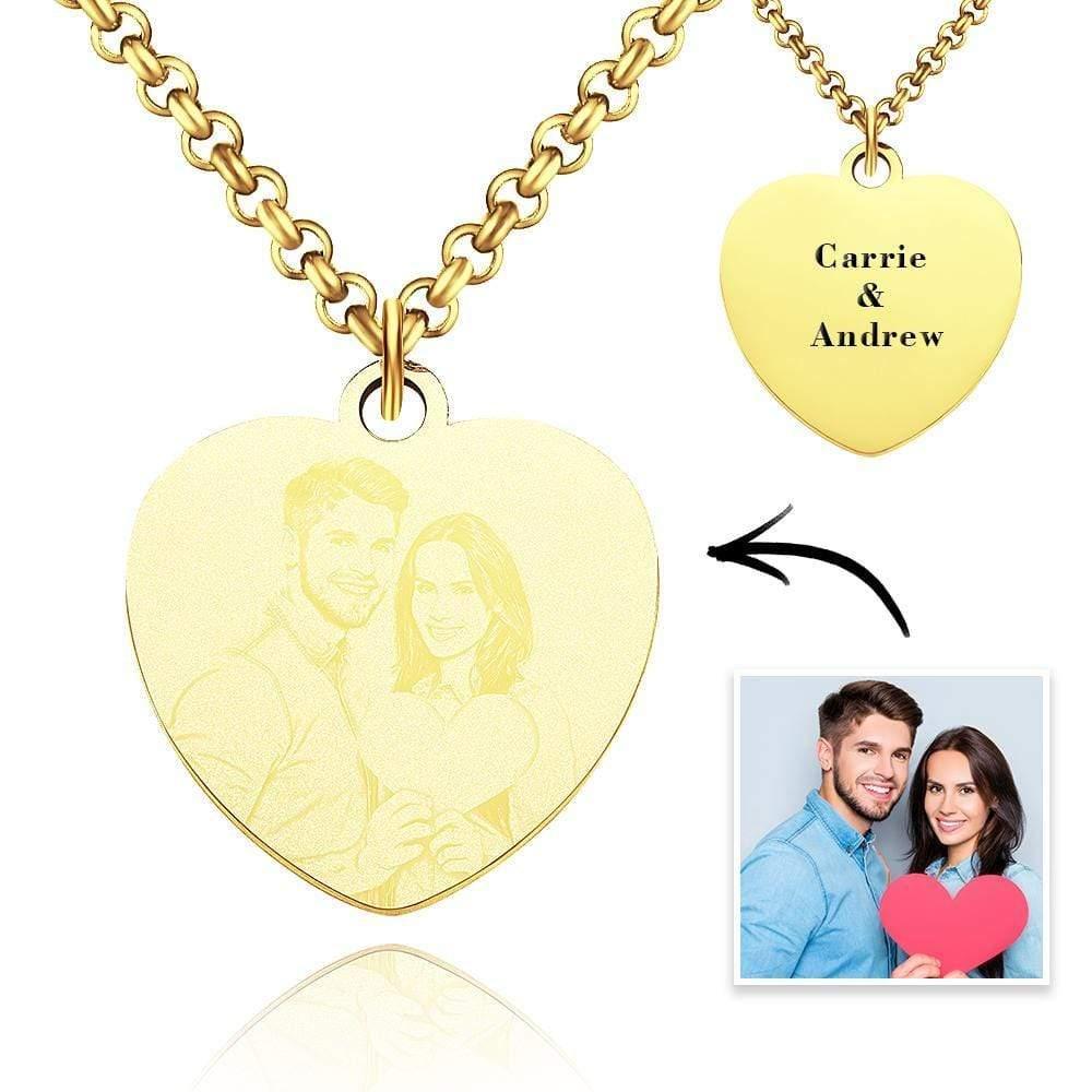 Engraved Heart Necklace With Photo Anniversary Gifts for Girlfriend