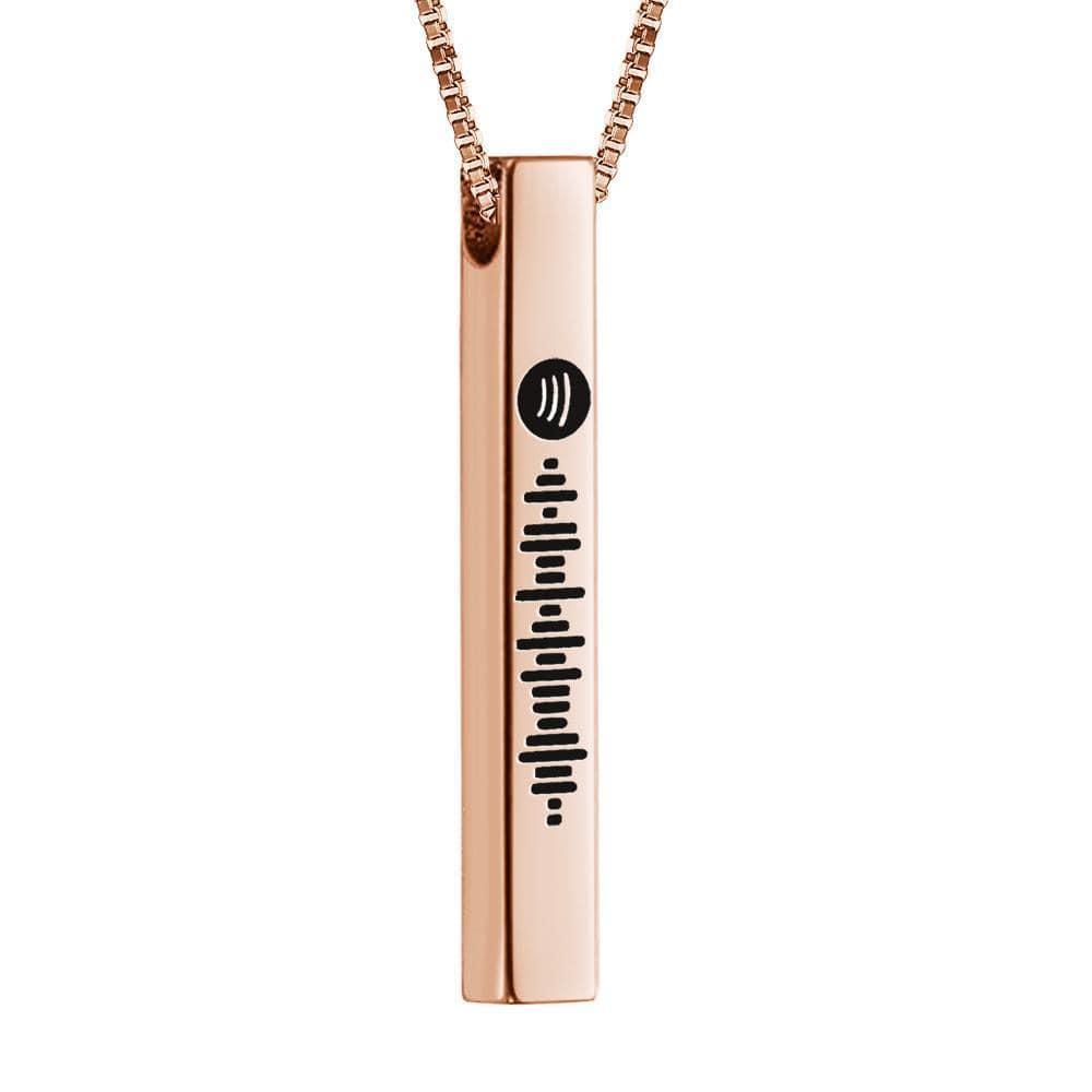 Personalized Song Code Necklace Custom 3D Engraved Vertical Bar Necklace