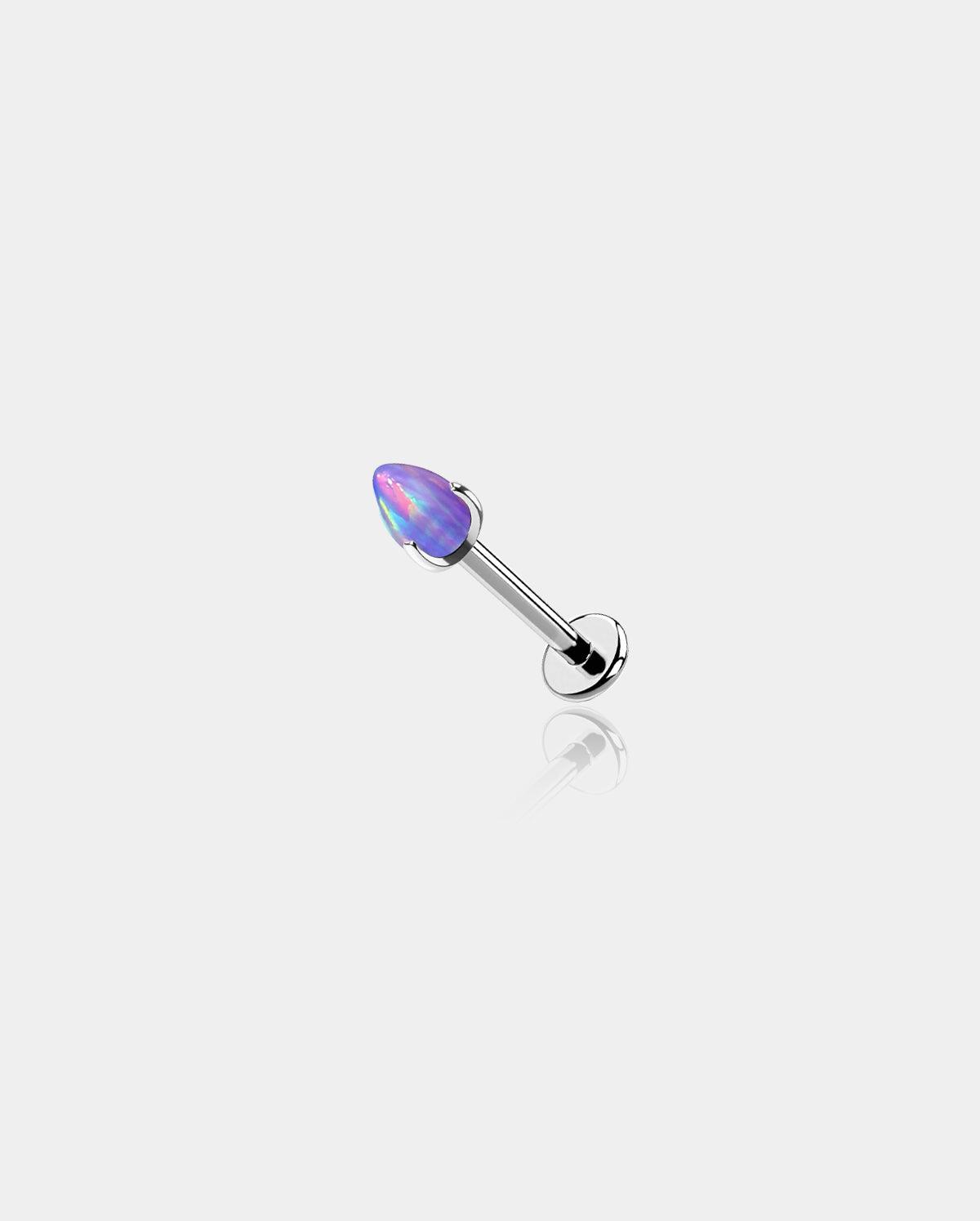 Opal Internally Threaded Titanium Labret Stud - Purple