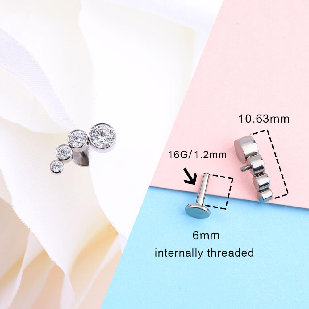 CZ Dot Titanium Cartilage Stud Set - Style1