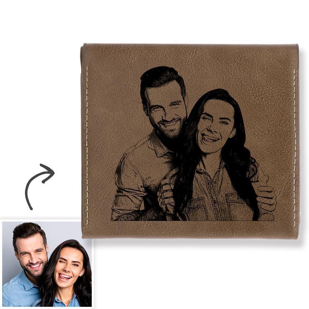 Coin Purse with Photo Anniversary Gift - Brown