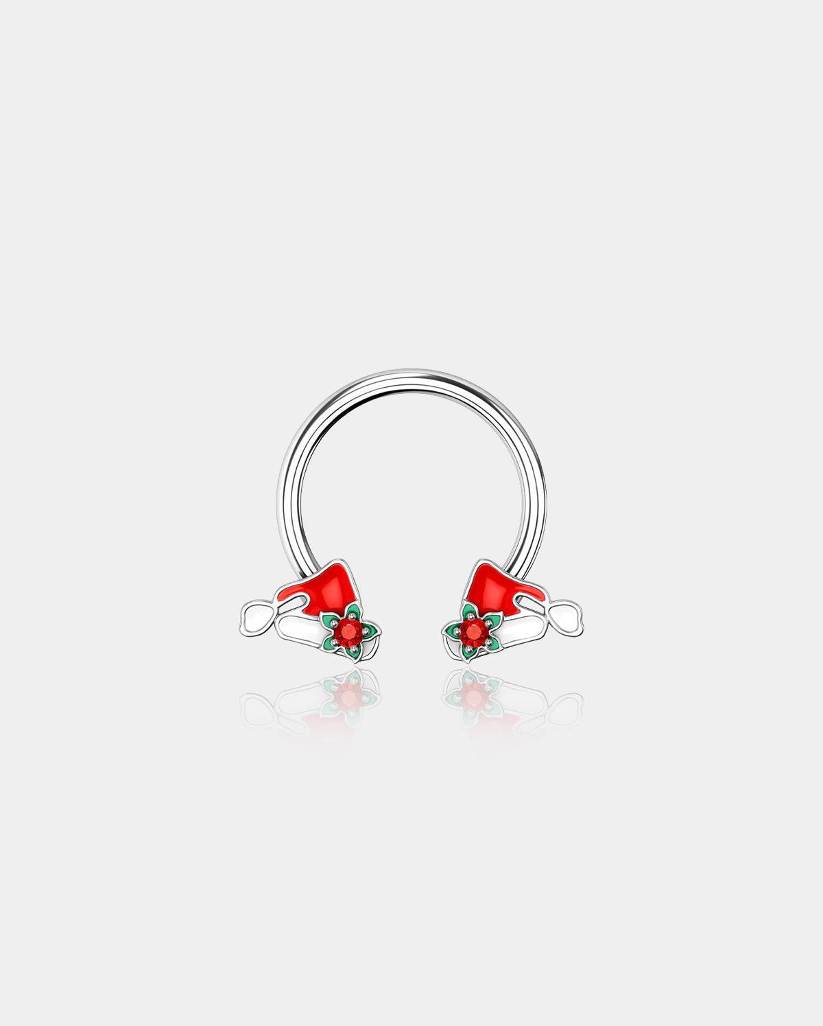 Santa's Red Hat Horseshoe Septum Ring