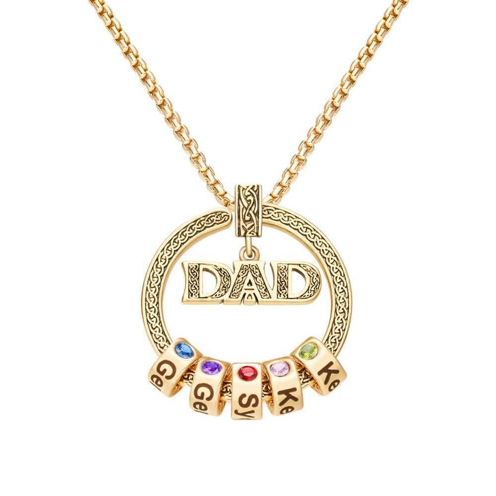 Personalized Fathers Day Gifts Custom Engraved Necklace With Birthstone Gifts For Dad