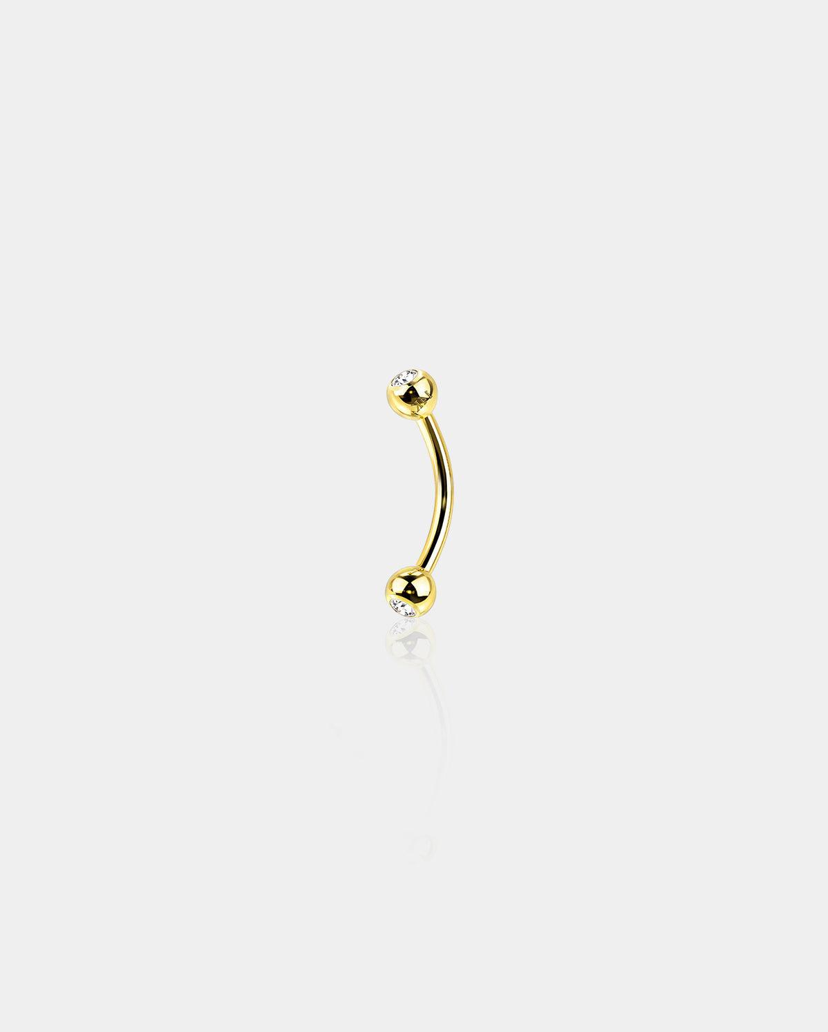 14K Gold Curved Barbells Rook Earring - 6mm