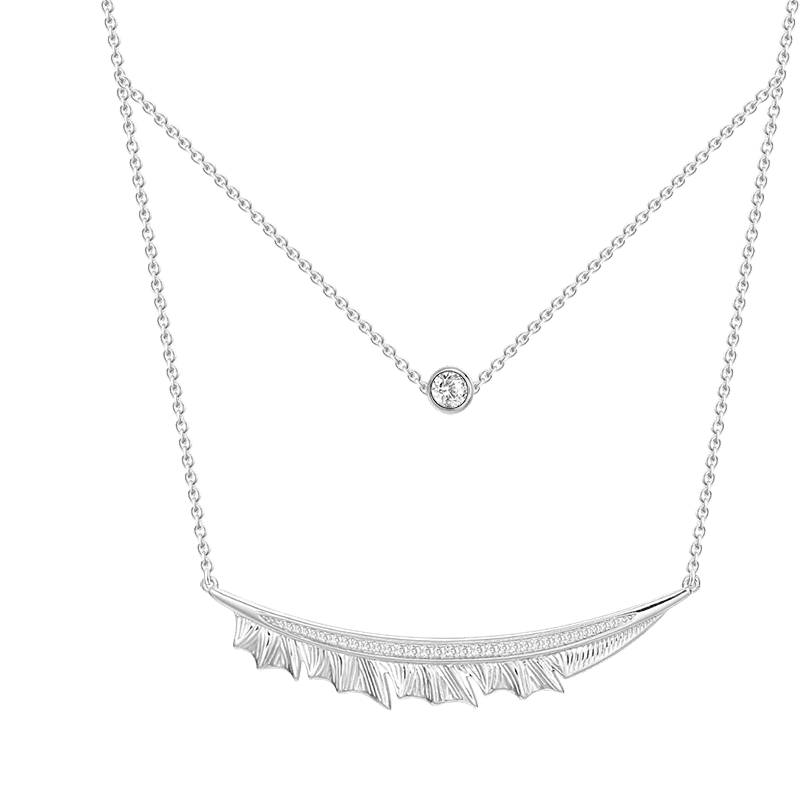 Leaf in the Wind Necklace Double Chain Necklace Platinum Plated