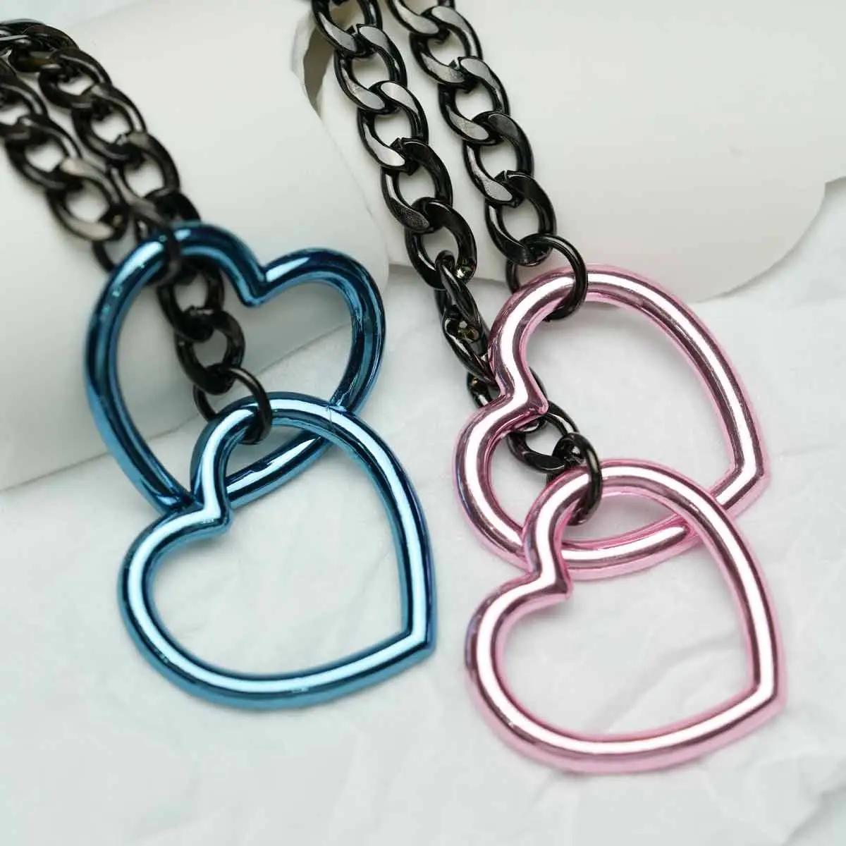 Heart O-ring Slip Chain Necklace for Women Handmade Punk Gothic Cuban Necklace Jewelry Adjustable Necklace