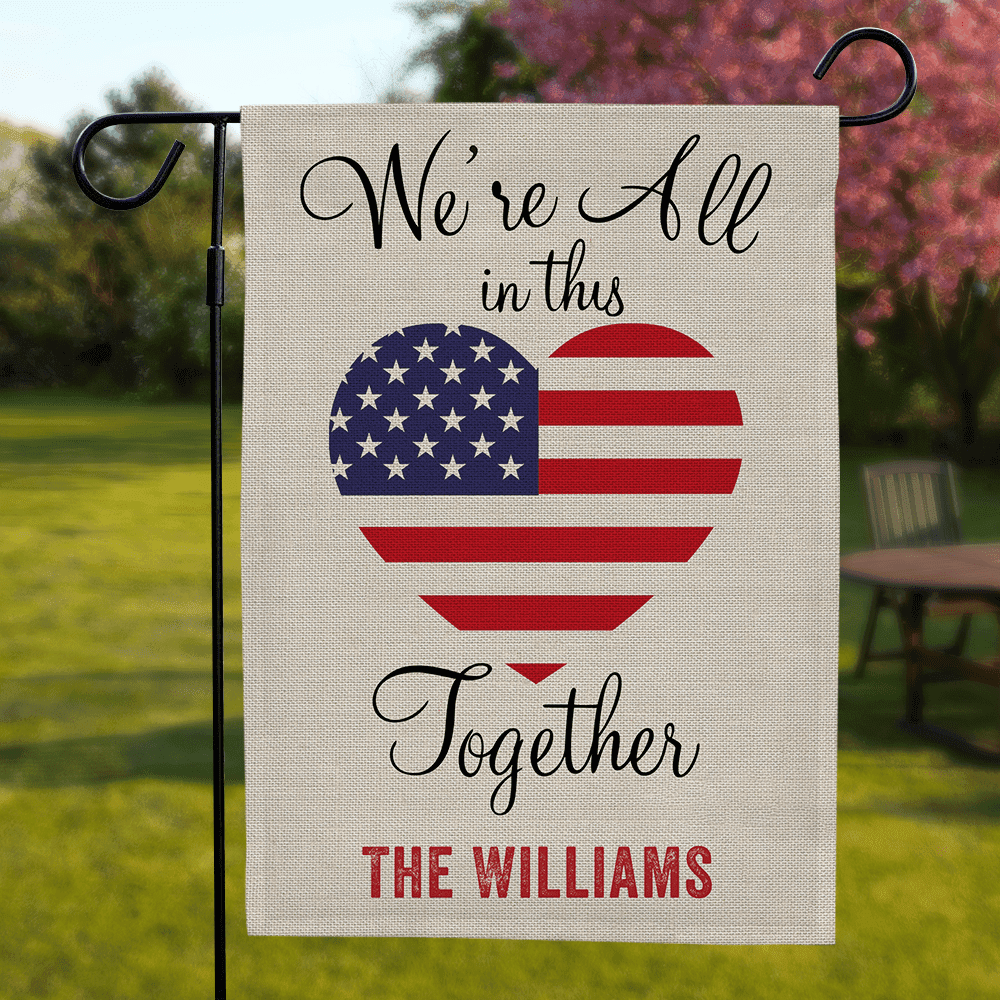 Cutsom Garden Flag Heart and Text Flag Independence Day July 4th Gifts