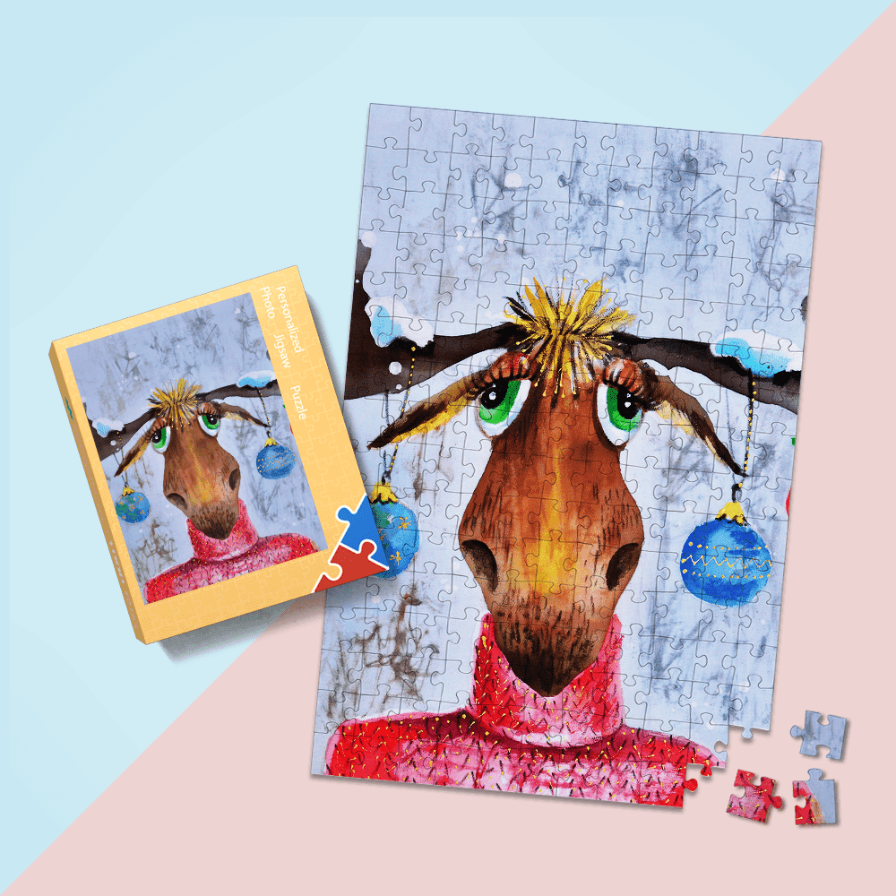 Christmas Puzzle Christmas Gifts Christmas Moose With New Year's Toys