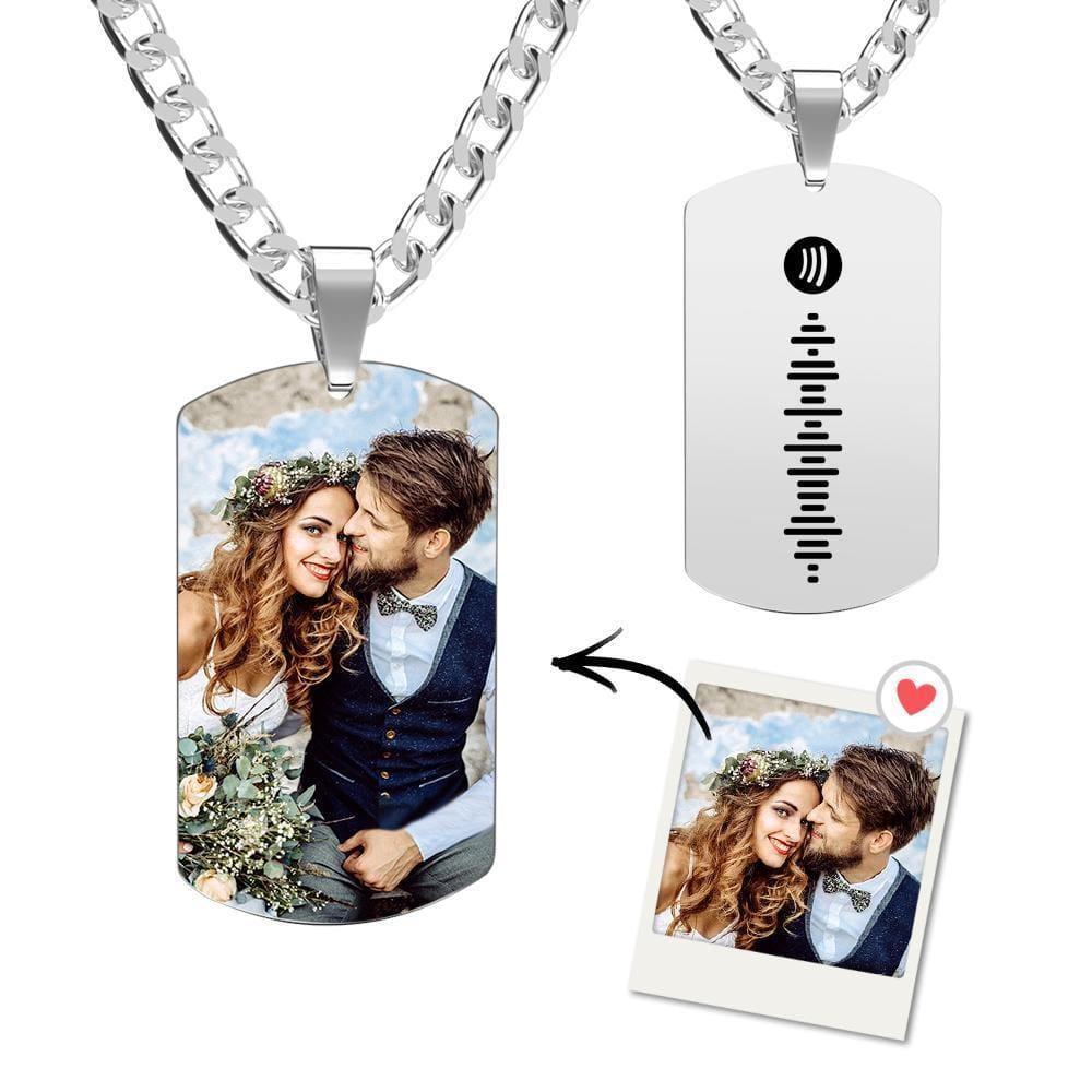 Personalized Music Code Photo Necklace Gift For Her