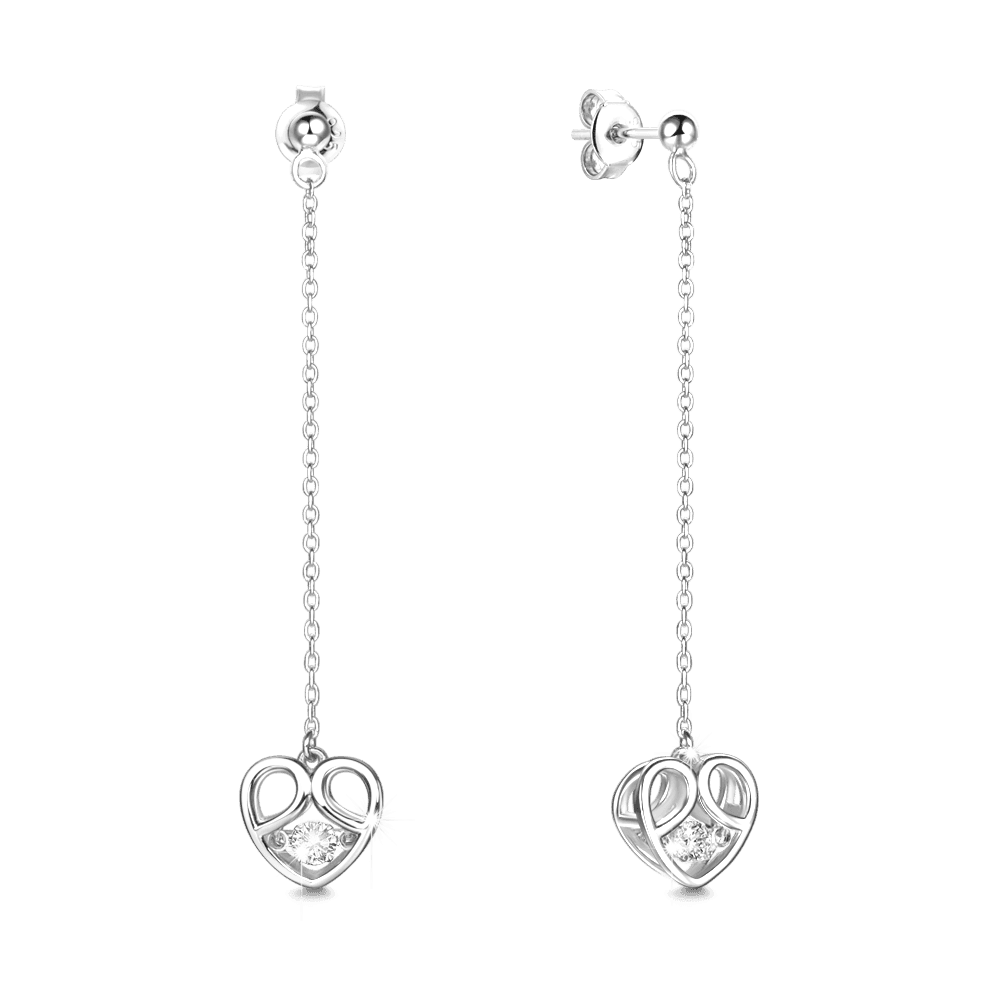 Heart Earrings Platinum Plated Silver Gifts For Girlfriend