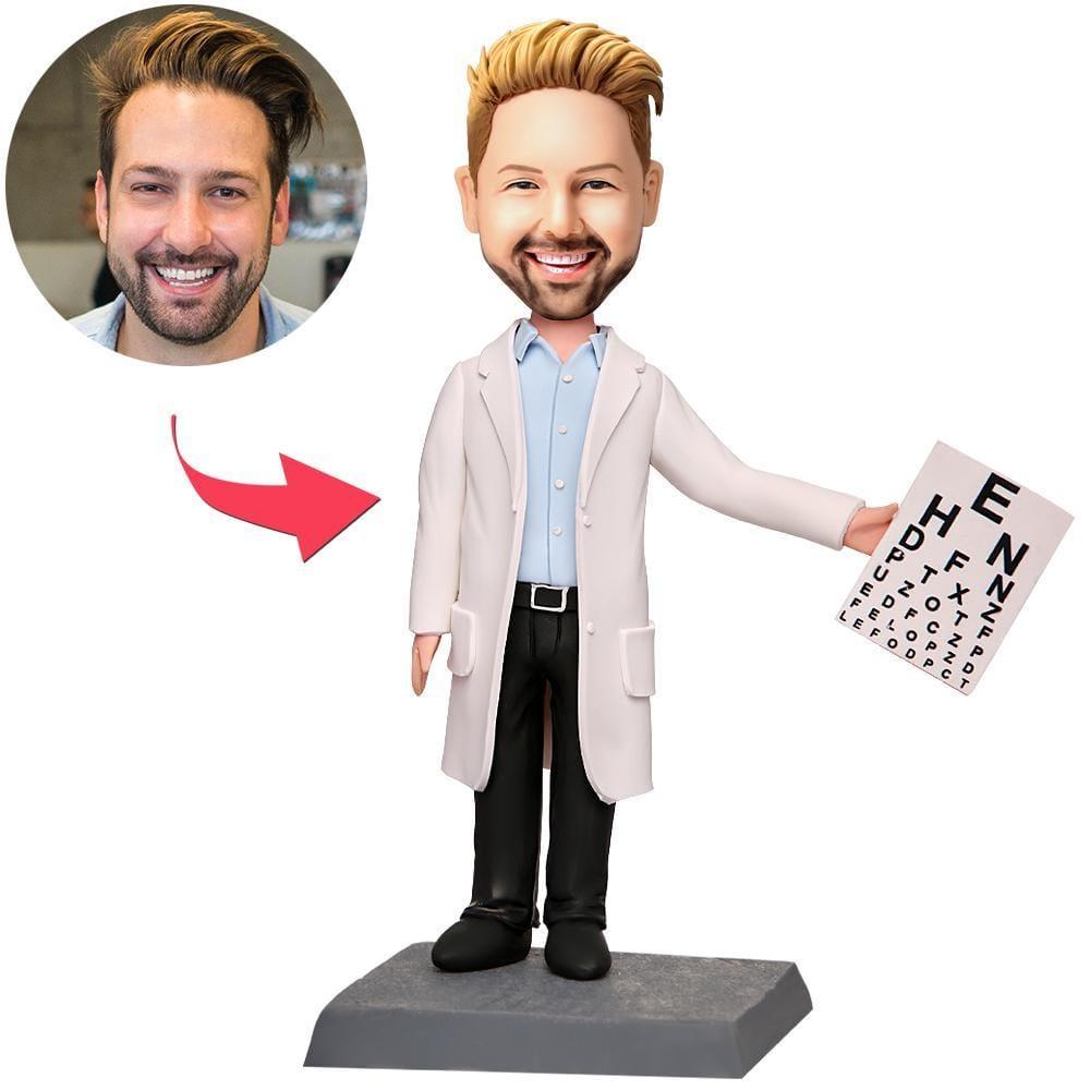 Personalized Bobblehead Male Optometrist With Engraved Text