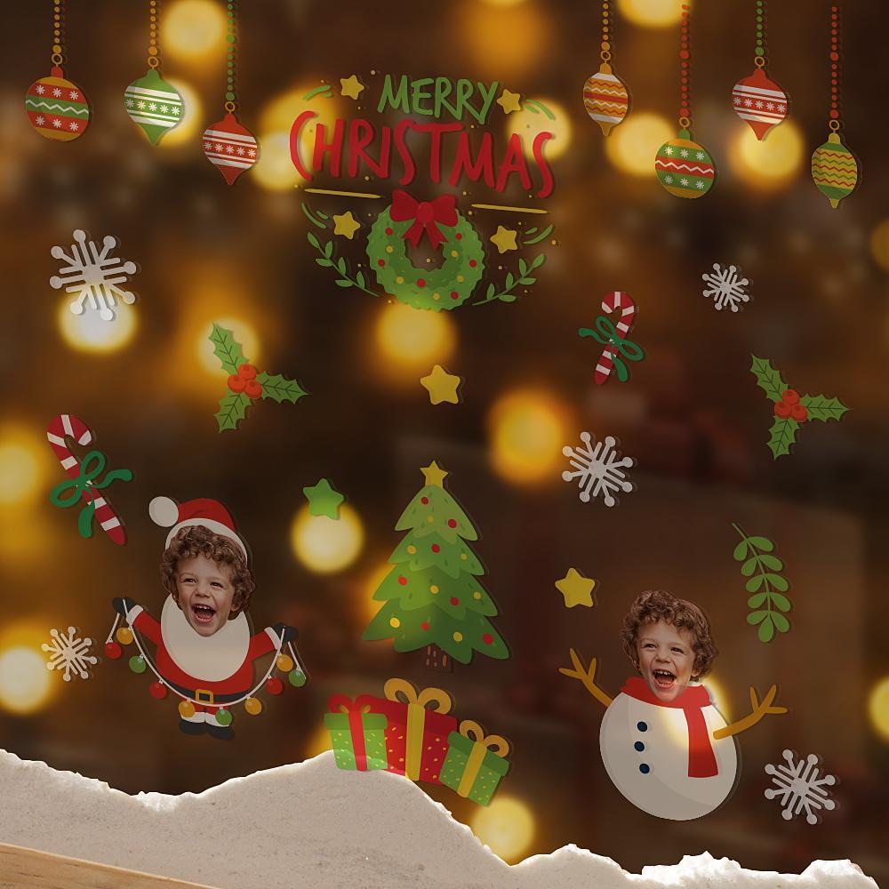 Custom Transparent Wall Stickers Personalized Merry Christmas Wallpaper Christmas Gift