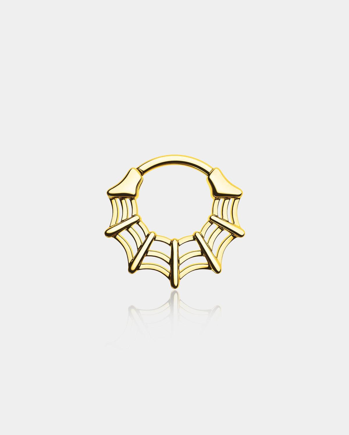 Spider Web Segment Septum Ring - Gold / 10mm
