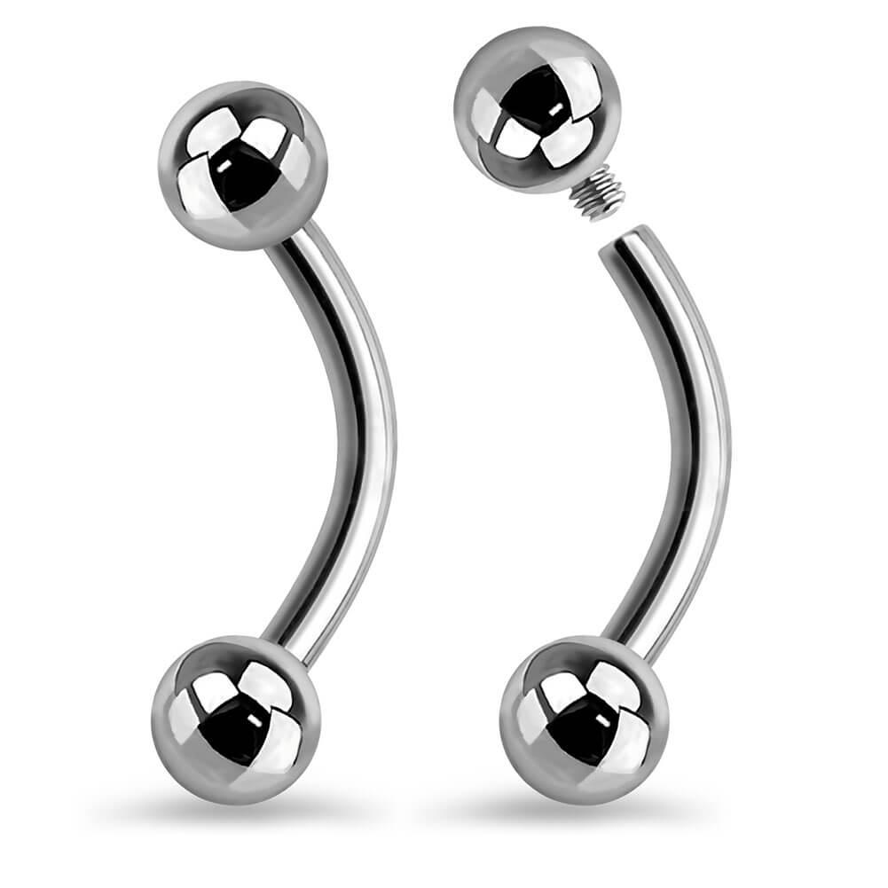 16G 2PCS Internally Threaded Titanium Eyebrow Rings - 8mm