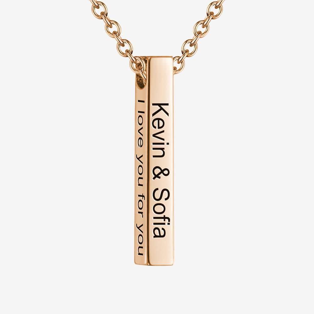 Bar Necklace Gift For Mom Birthday Gift - 4 Sided Engraving
