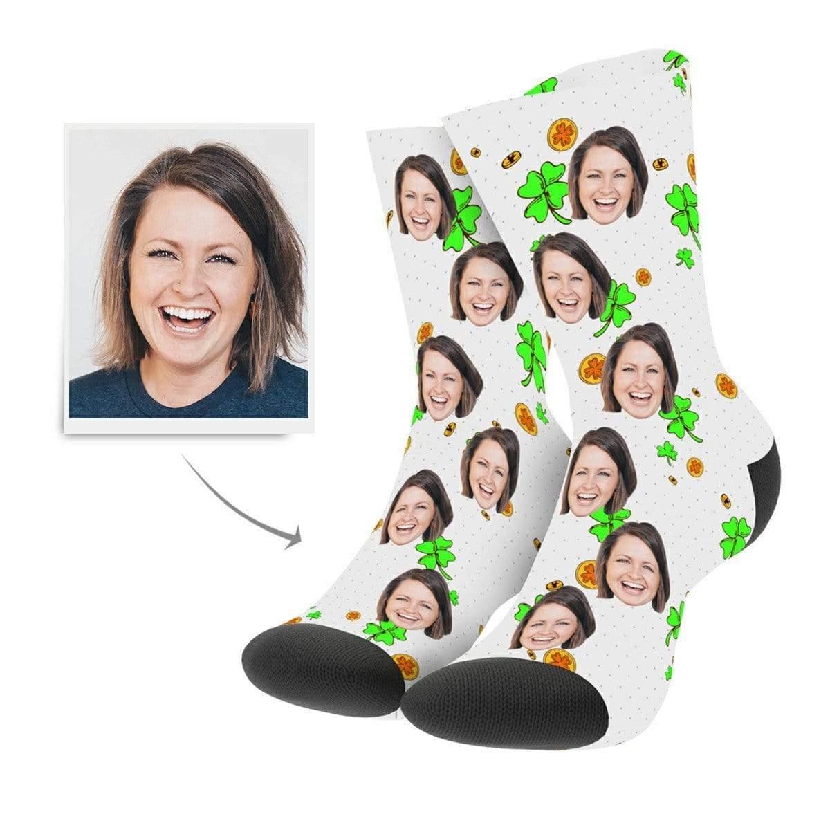 Thank You Gift Custom Socks Christmas Gift with Lucky Clover