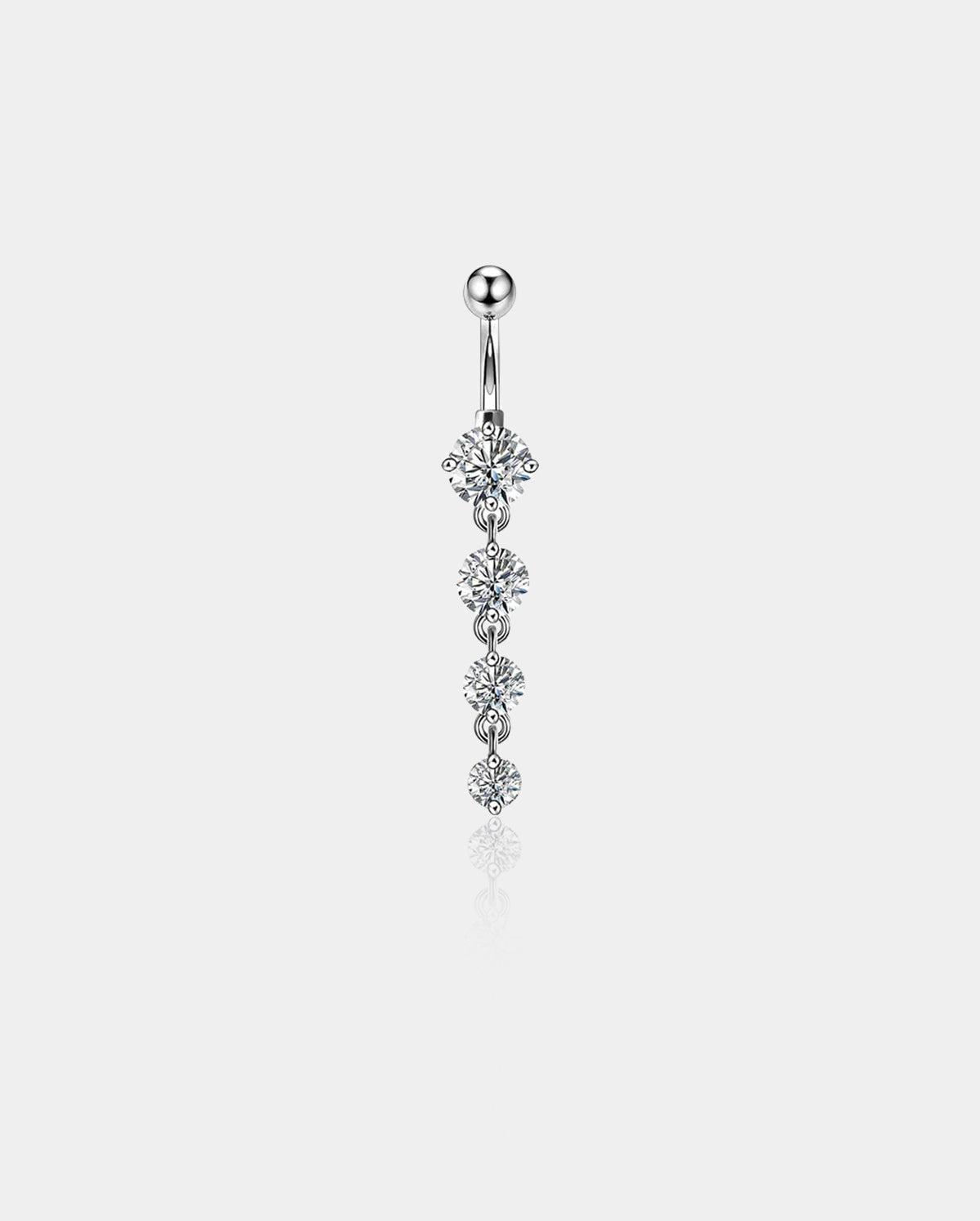 Triple CZ Dangle Belly Ring
