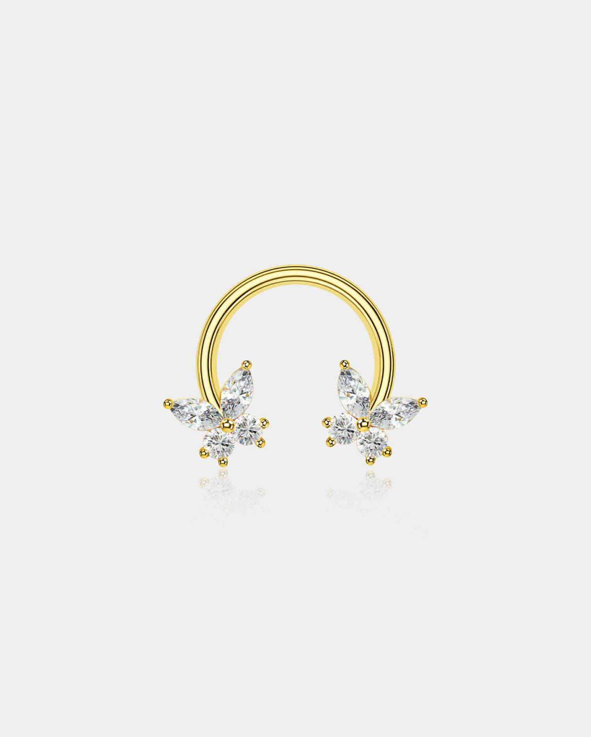 Butterfly CZ Horseshoe Septum Ring - 8mm