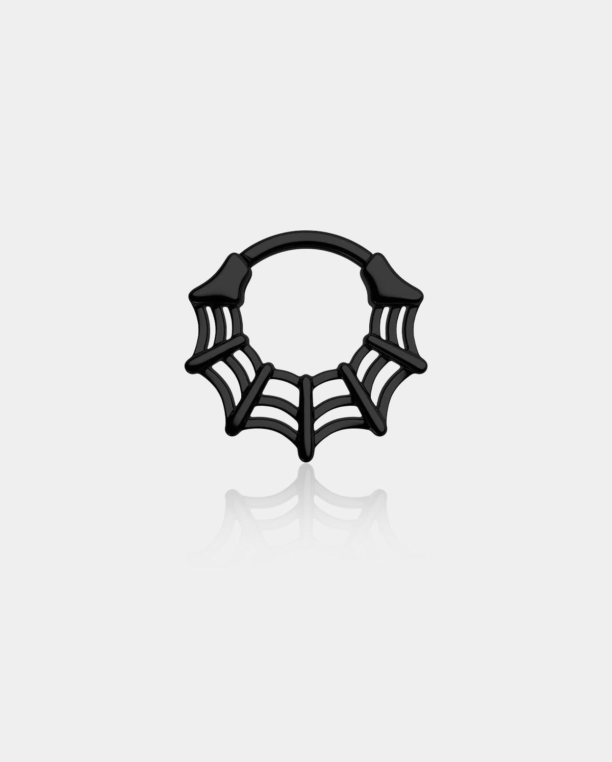 Spider Web Segment Septum Ring - Black / 10mm