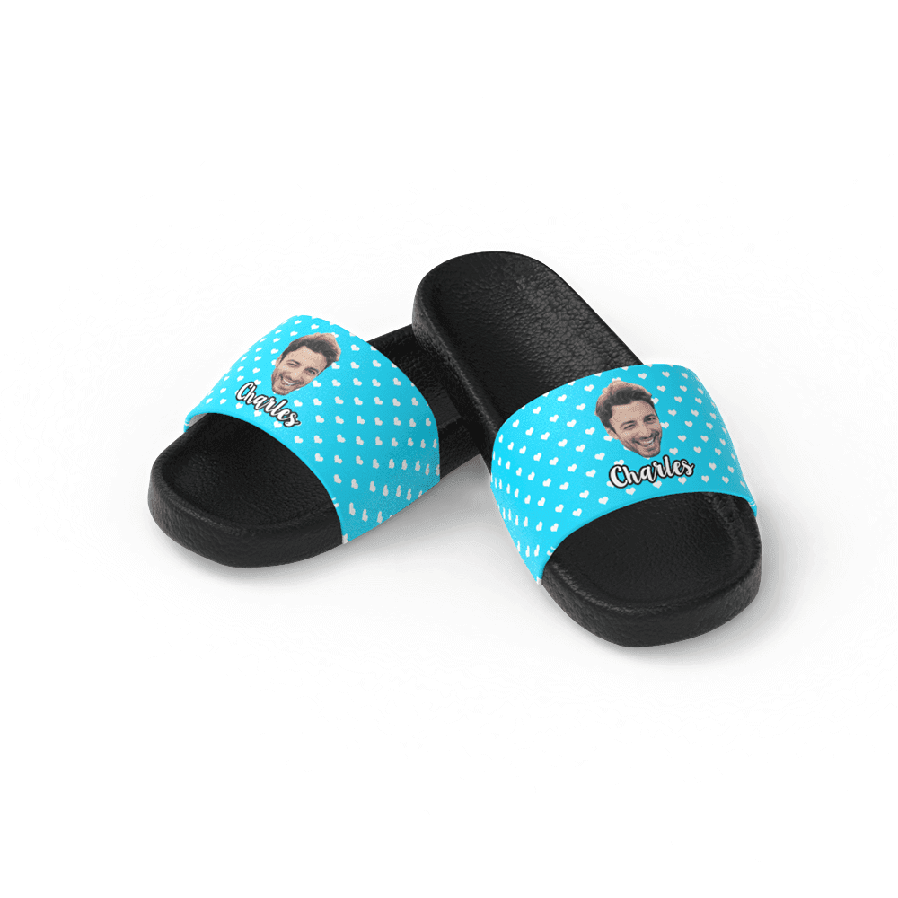 Custom Photo Face Men's Slide Sandals With Name