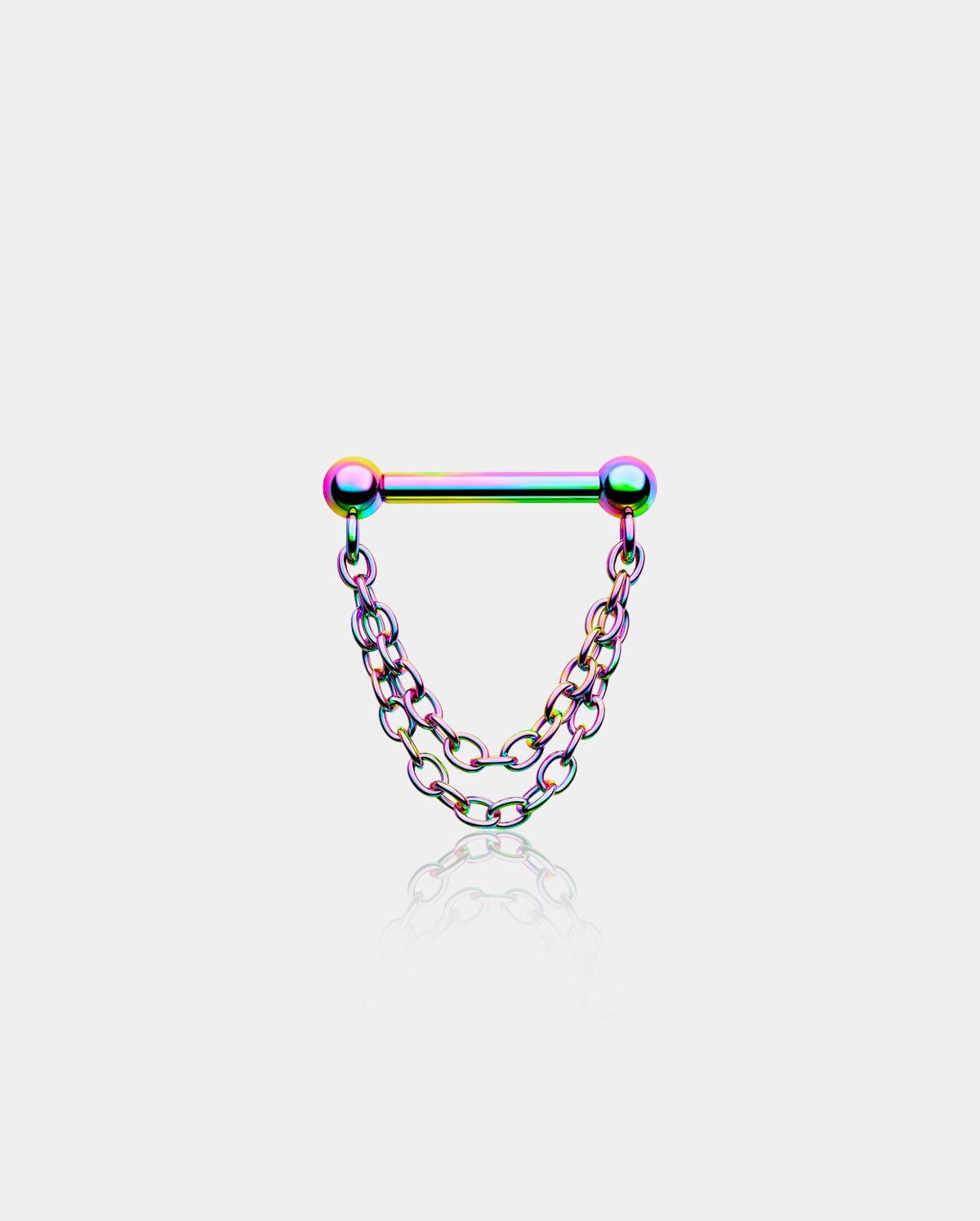 Threadless Septum Chain - Rainbow / 8mm