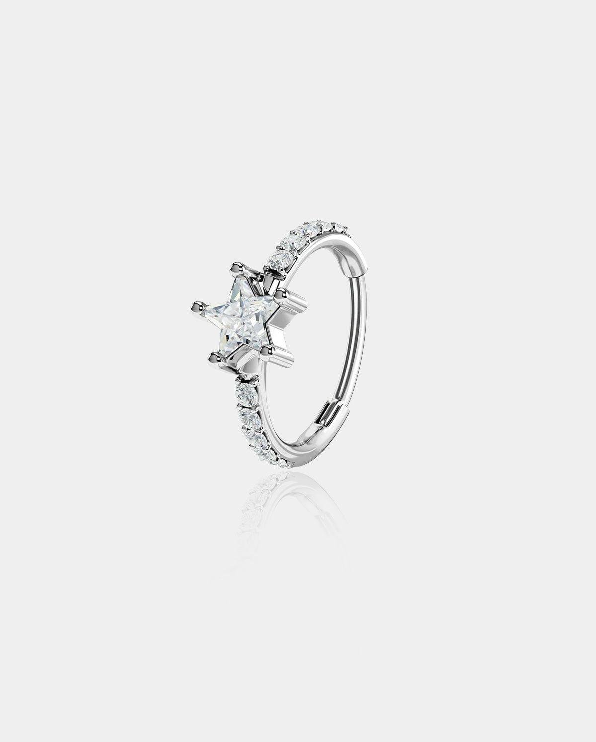 Star CZ Nose Ring - Silver