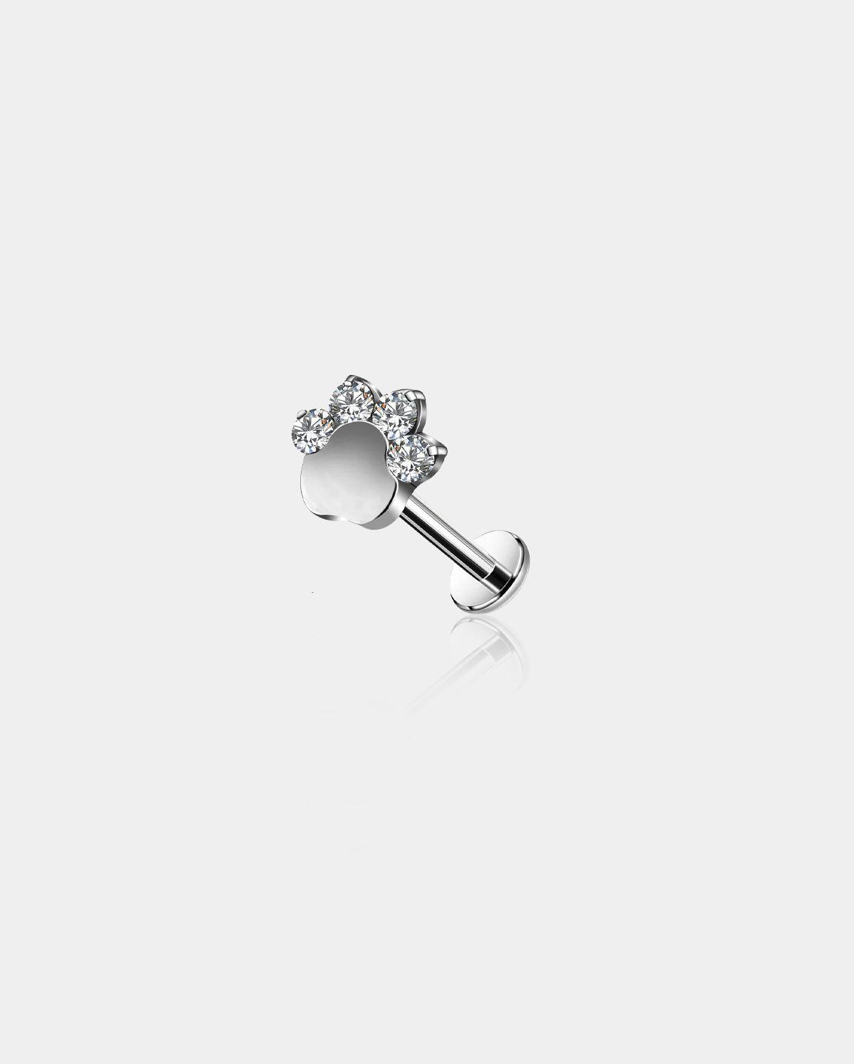 Puppy Paw Internally Threaded Titanium Labret Stud
