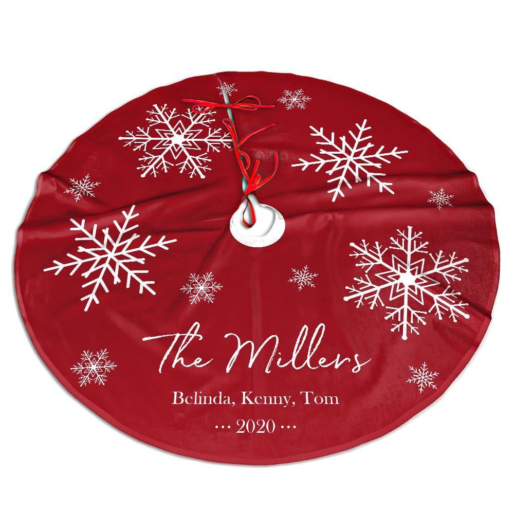 Custom Family Christmas Tree Skirt Personalized Snowflake Engraved Text Tree Skirt Christmas Home Decor Christmas Gift