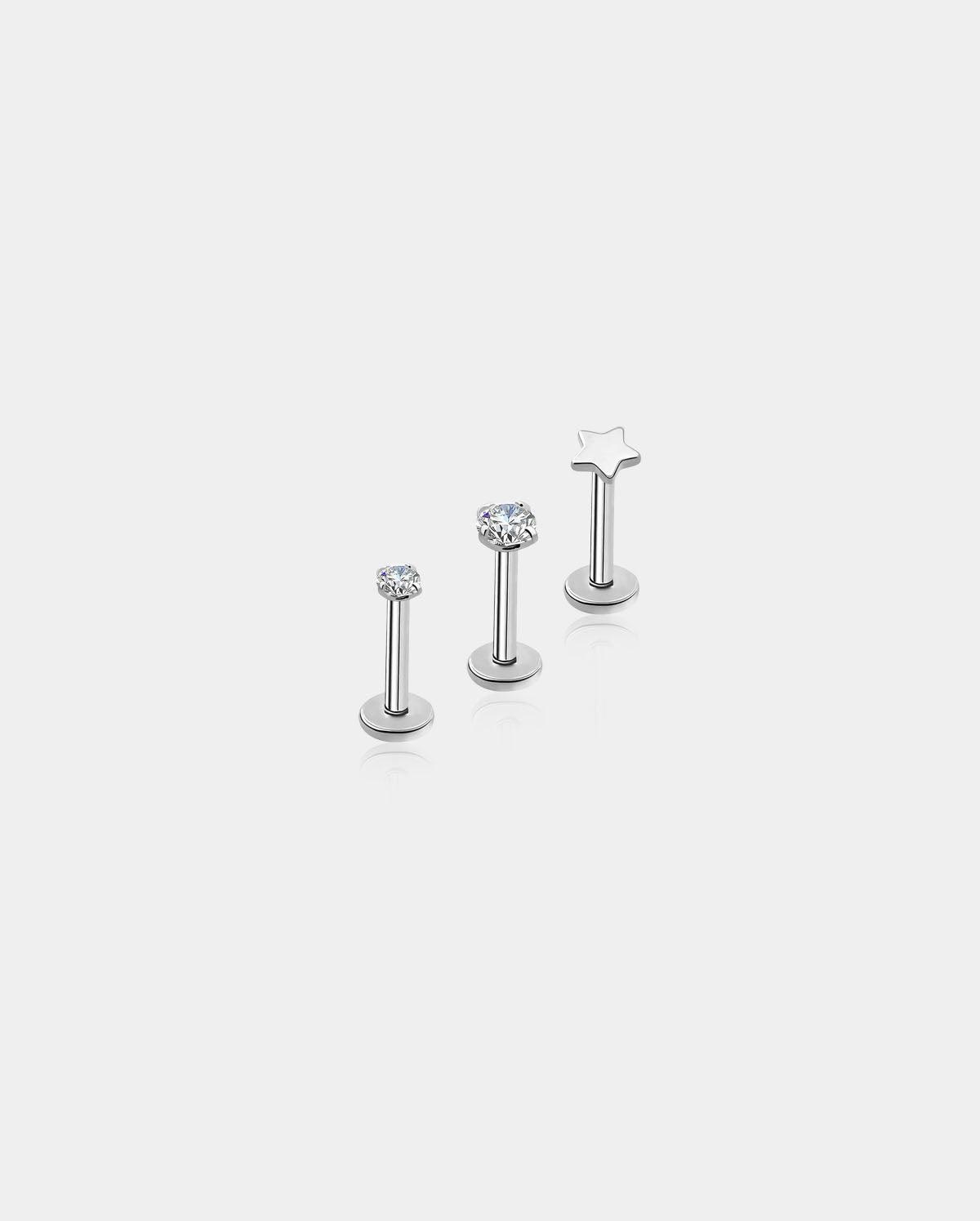 3PCS Star Internally Threaded Titanium Helix Stud