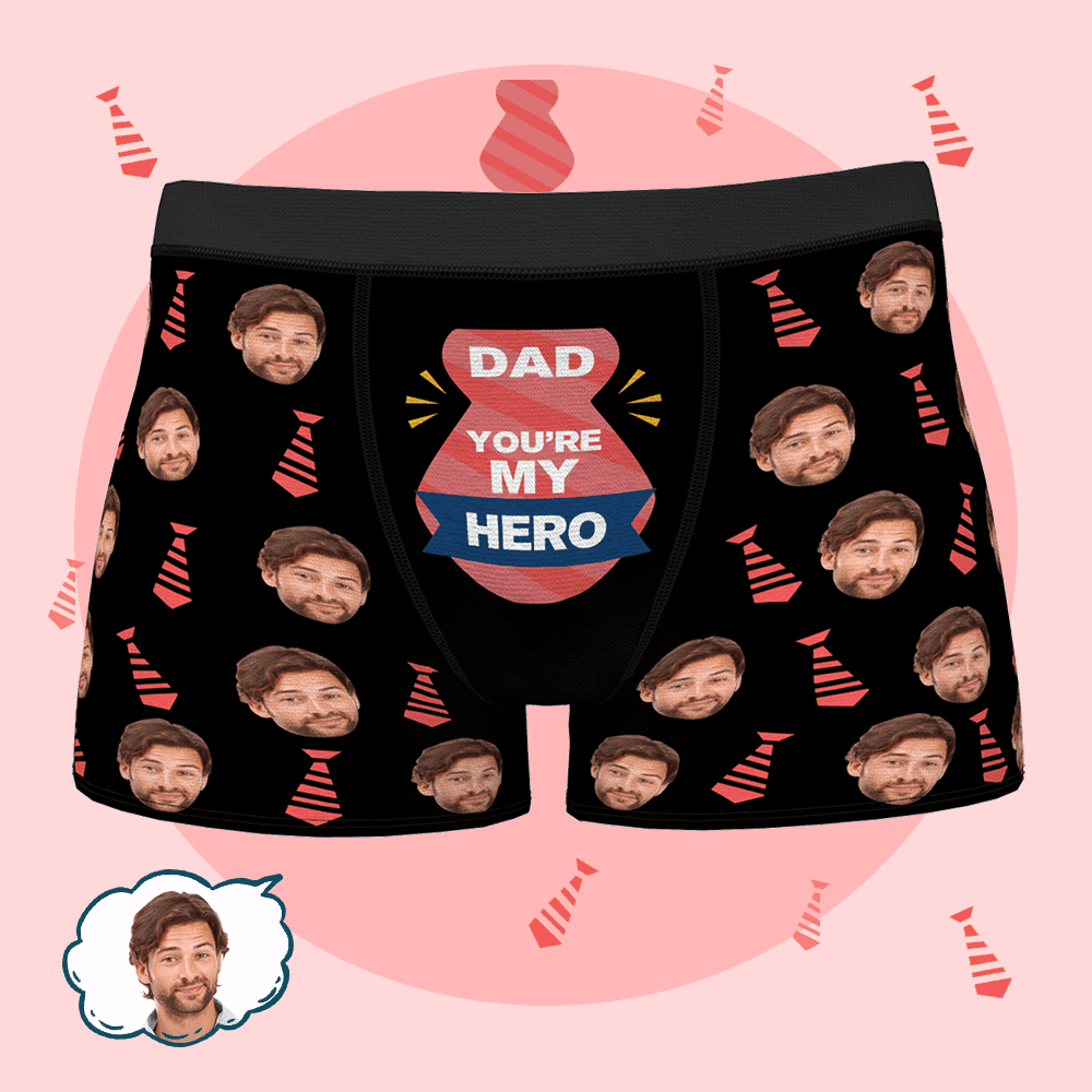 Custom Face Boxer Briefs Personalized Underwear - DAD MY HERO