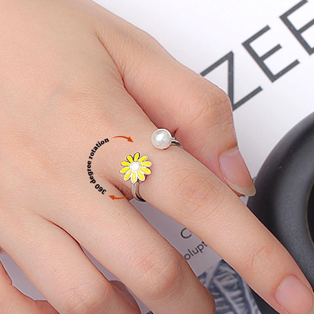 Rotating Daisy Opening Rings Spinner Rings For Anxiety