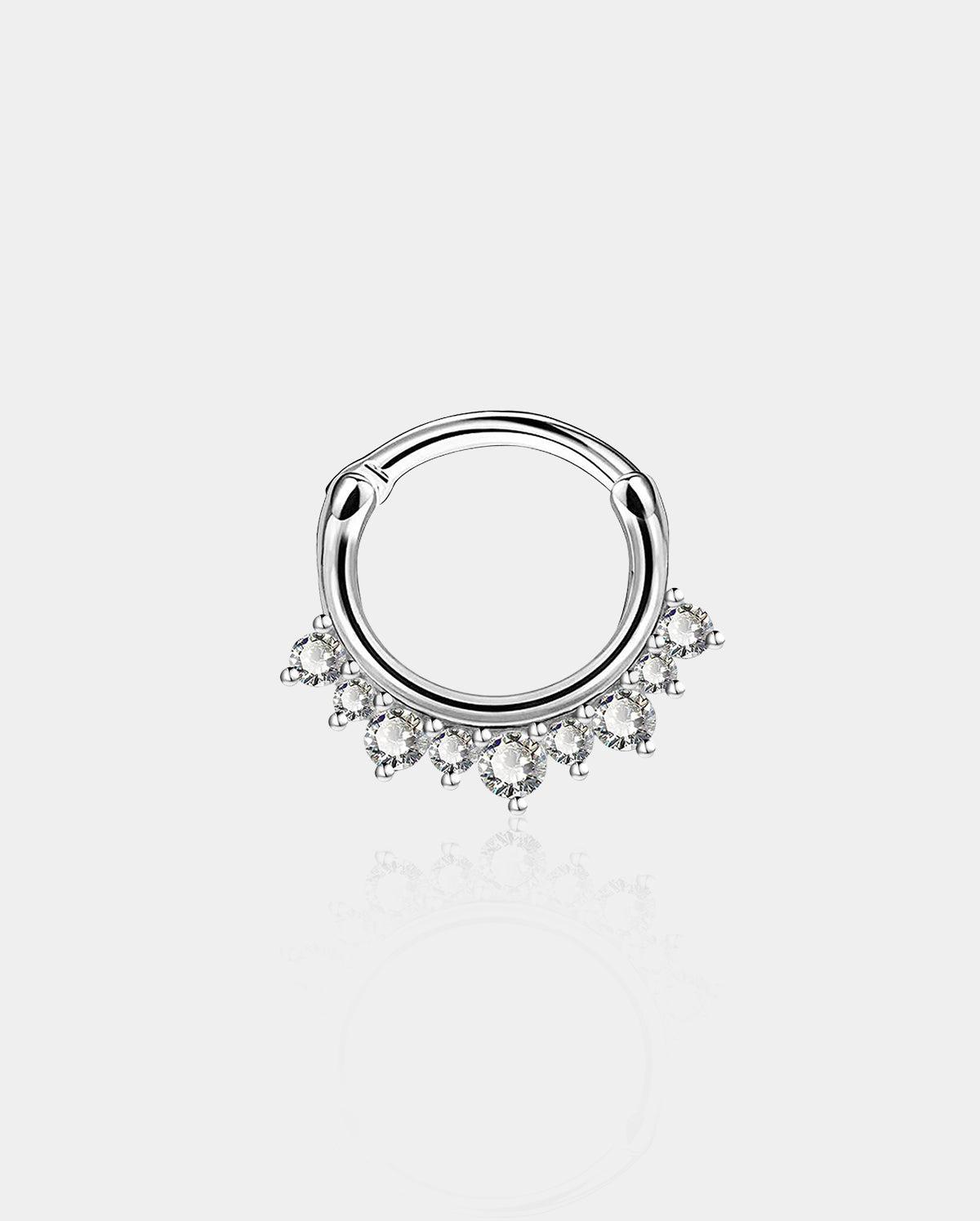 Cluster CZ Clicker Daith Septum Ring - 14G/1.6mm