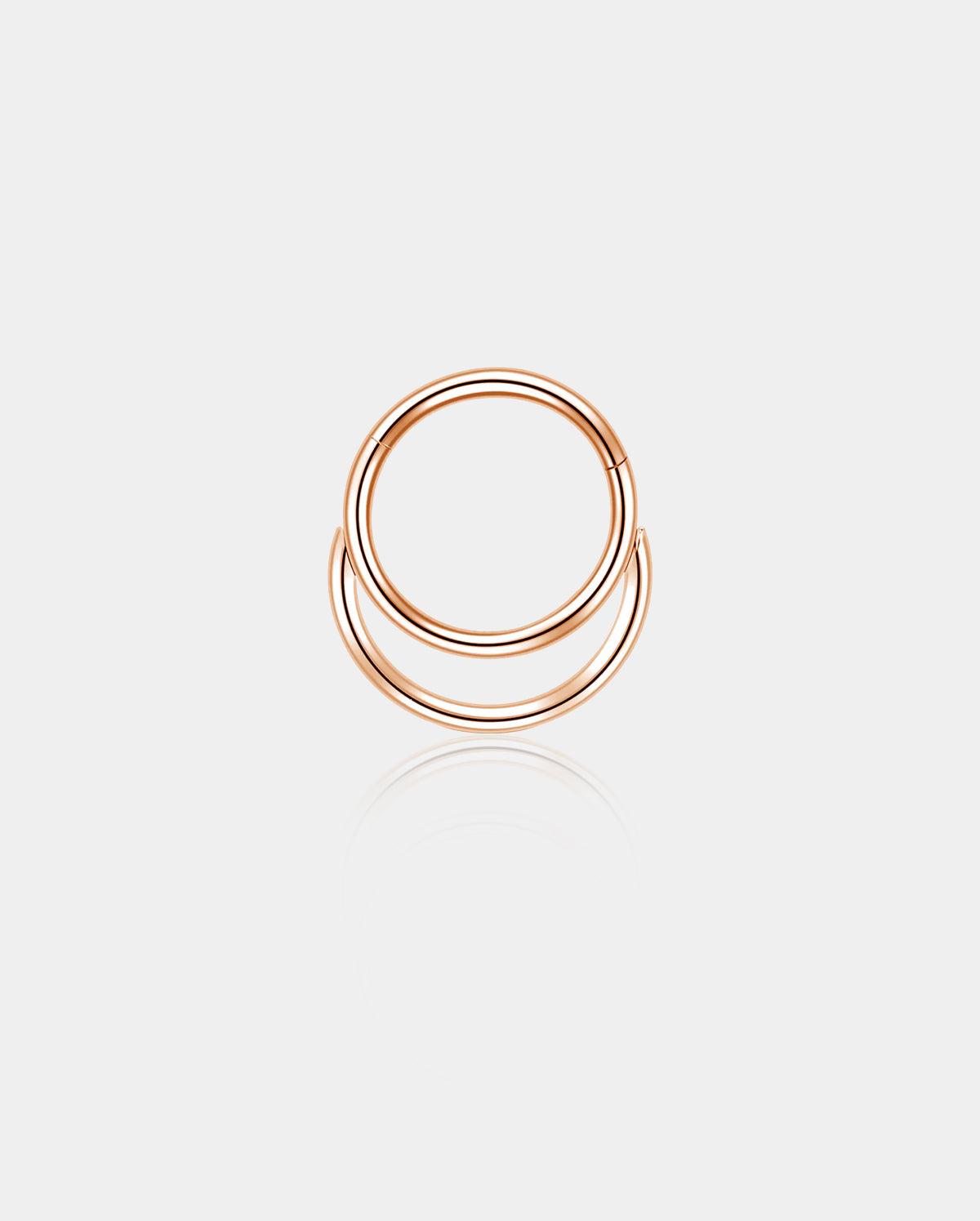 Paved Double Loop Septum Ring - Rose Gold / 10mm