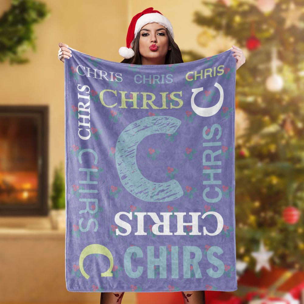 Customize Christmas Blanket Personalized Name Blankets For Grandparents Custom Christmas Gifts-Purple