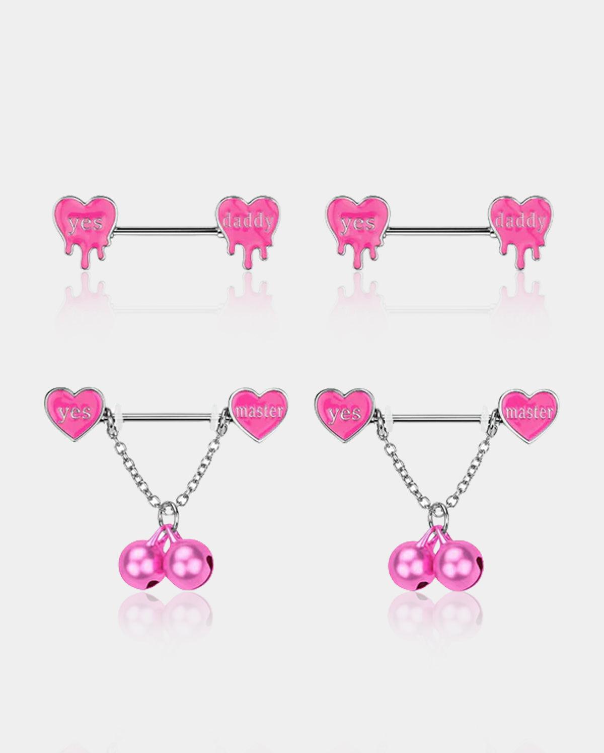 4PCS Flirting Words Nipple Piercing Ring