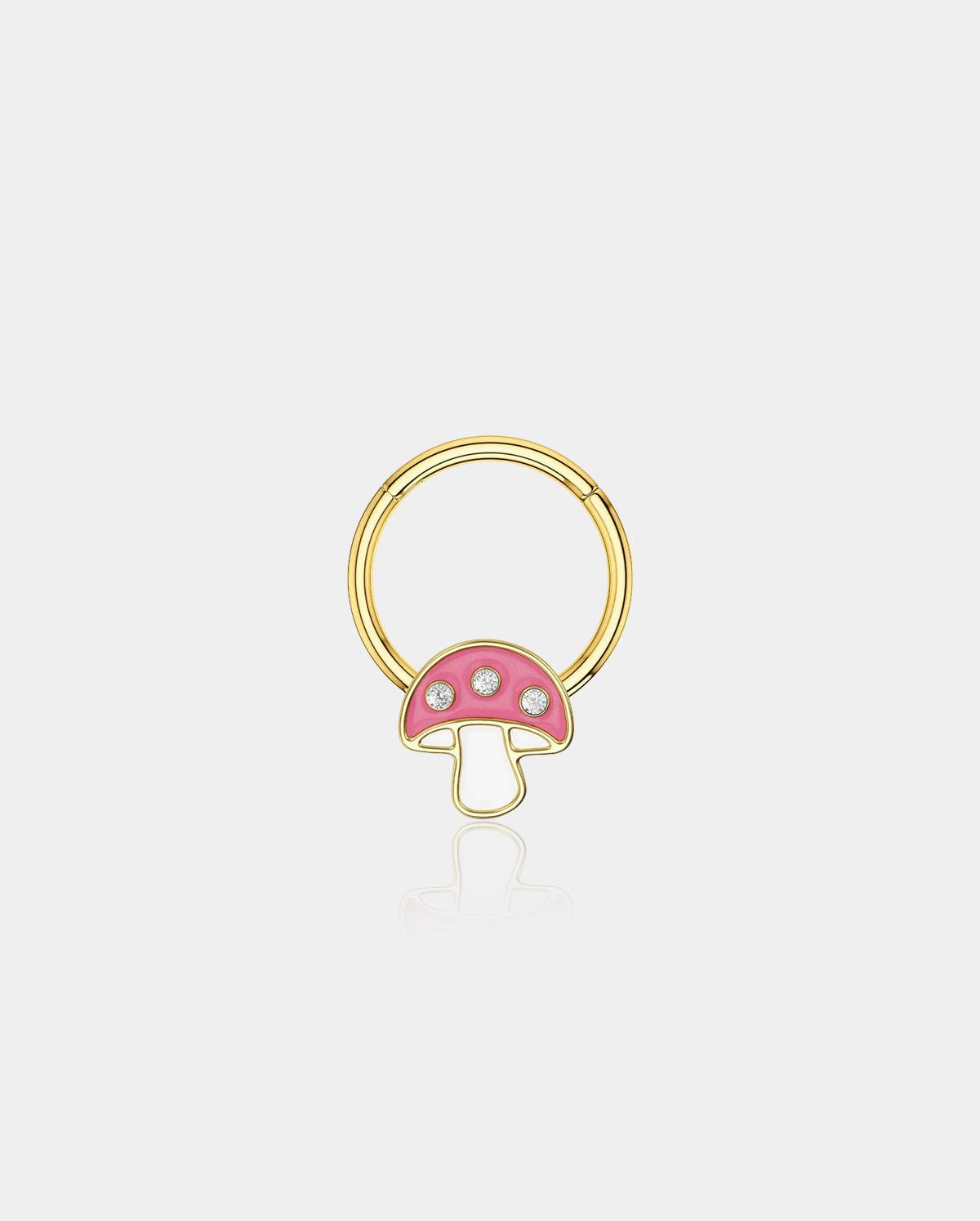 Cute Mushroom Septum Ring - Gold / 8mm