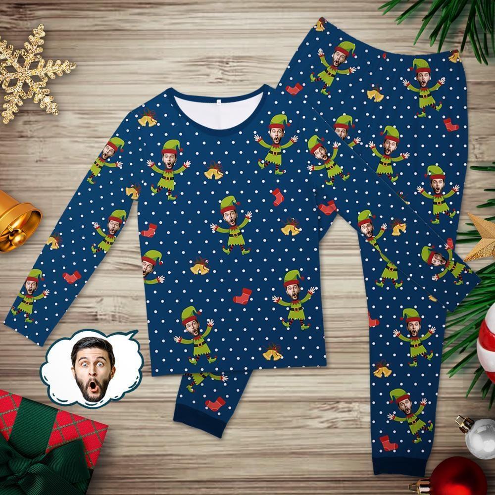 Custom Face Pajamas Funny Elf Pjs Suit Christmas Gift for Him