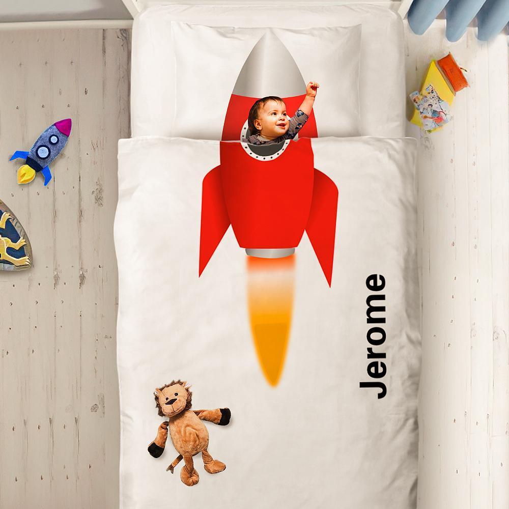Personalized Bedding Set With Text Duvet Cover Pillowcase Gift For Kids-5 style